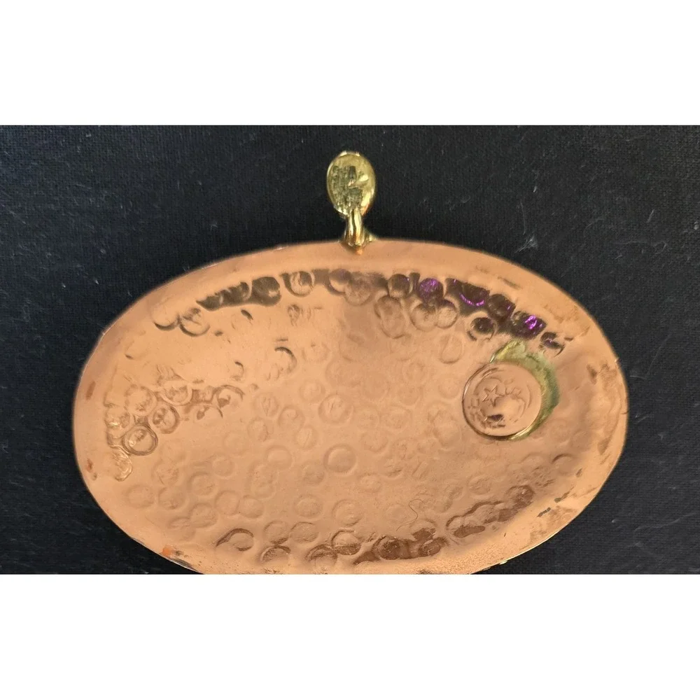 VTG Gold/copper Lunacy Trinket Box clam shell grapes leaves  Collectible Metal